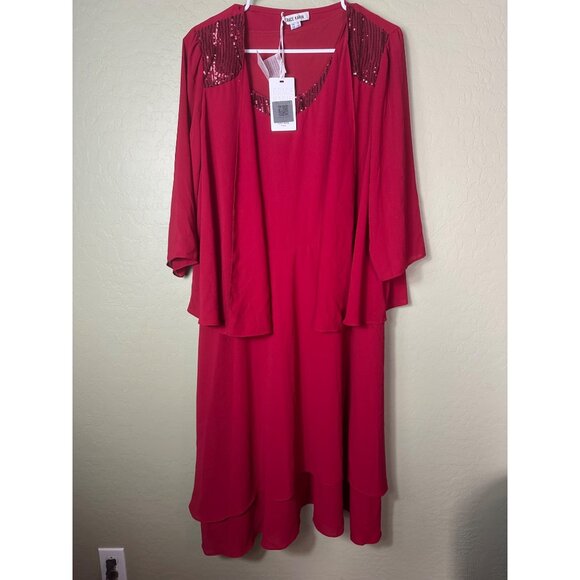 GRACE KARIN RED Dress ering Evening Gown Size 12 2 Pc - Picture 1 of 4